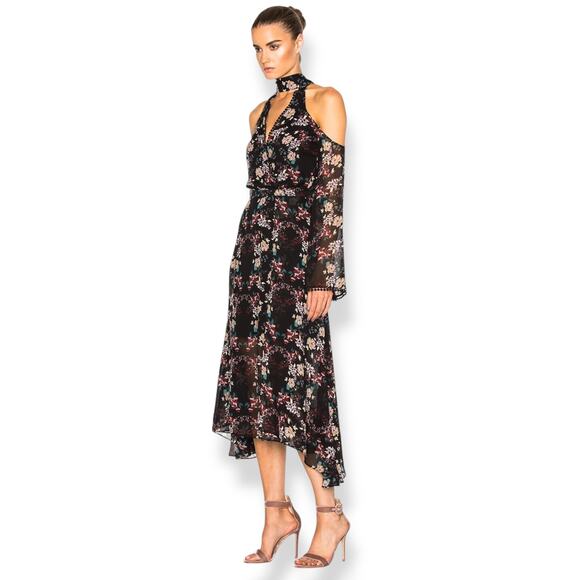 New w/Tags NICHOLAS pure silk floral flowing Goddess cold shoulder dress - Picture 6 of 16